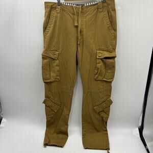Matchstick Brown Multi Pocket Cargo Pants M Size 38x33 Drawstring VERY CLEAN